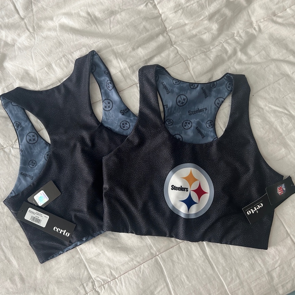 Steelers reversible racerback sports bra NWT